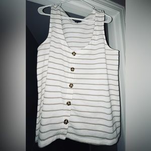 Torrid - Striped Crop Tank - Size 2 (18/20) - white with tan stripes